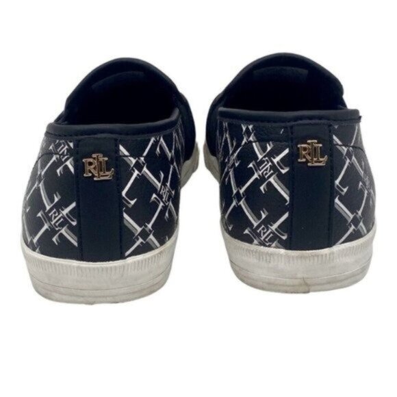 Lauren Ralph Lauren Jinny Canvas Coated Logo Pattern Slip On Sneaker Size 7 - Picture 5 of 7